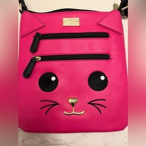 BetseyJohnson Pink Cat Cross Body Purse